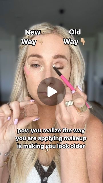 Lauren Hale on Instagram: "If this doesn’t prove makeup placement makes a HUGE difference…I am not sure what will.👇🏼👇🏼👇🏼

If you are ready to follow someone who is your age and can teach you simple strategies for upgrading your makeup look….double tap & FOLLOW me for mature skin makeup tips!! I teach easy makeup for women 40+

Here are the differences between the two sides👇🏼

Old Way👇🏼
1. Contour placed too low on the face. This will drag the face down as we age.
2. Applied to light of a color and too much of a concealer all under the eyes. This will highlight and accentuate, fine lines and texture.
3. Blush placement on apples of the cheeks for a fuller look
4. Used a brown eyeshadow in my direct crease. This makes the eye look, pulled back and deeper set into the face.

New way Correct Steps To Applying Makeup, Makeup Tutorial For Beginners Foundation, Makeup Tips For 50 Year Old Women, Makeup Ideas For Pictures, 30s Makeup Tutorial, Make Up For 30s, Ways To Apply Makeup, Makeup To Make Your Face Slimmer, Makeup Mistakes To Avoid