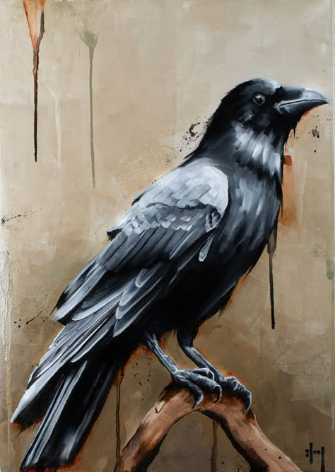 Paintings Of Crows, Crow Painting Acrylic Easy, Crow Fantasy Art, Crow Painting Acrylic, Crow Watercolor, Crow Artwork, Raven Painting, Crow Painting, Gothic Wall Art