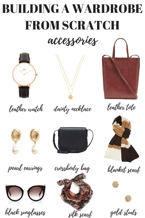 Look Expensive Capsule Wardrobe, Accessories Capsule Wardrobe, How To Wear Accessories, Capsule Wardrobe Bags, How To Style Accessories, How To Accessorize An Outfit, Capsule Accessories, Staple Accessories, Capsule Wardrobe Accessories