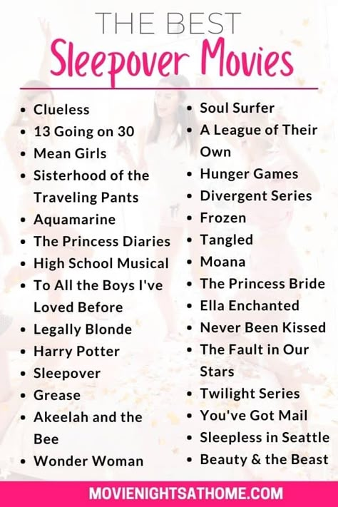 Sleepover Movies, The Best Sleepover, Teen Sleepover Ideas, Girls Night Movies, Sleep Over Ideas, Fun Sleepover Games, Sleepover Stuff, Birthday Sleepover Ideas, Teen Sleepover