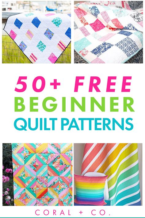 Easy Quilt Patterns Free, Free Quilt Patterns Printables, Beginner Quilt Patterns Free, Beginner Quilts, Beginner Quilting Projects, Quilt Patterns For Beginners, Beginner Quilting, Beginning Quilting, Basic Quilt