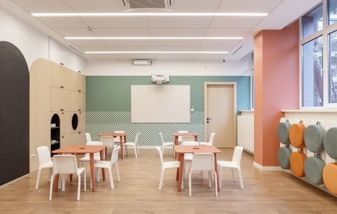 Gallery of Hello BABY Children's Center / SVOYA Studio - 23 Kindergarten Interior, Classroom Interior, Tuition Centre, Kindergarten Design, School Interior, Interior Design Concepts, Nursery School, Residential Complex, Education Design