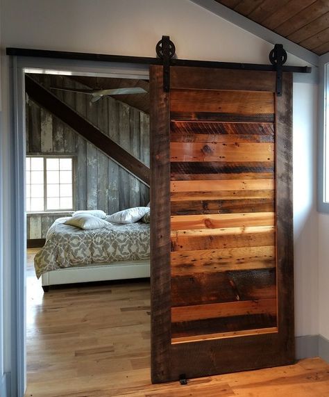 DIY:: Sliding Barn Door & Hardware- Easier than you think, & all for less than $100 ! Barn Door Ideas, Wood Barn Door, Smart Tiles, Real Estat, Wood Barn, Sliding Barn Doors, Doors And Hardware, Sliding Barn Door Hardware, Interior Barn Doors