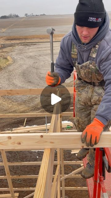 CJS Construction on Instagram: "Post framing is different from residential framing. We put our trusses 8’ apart. Some guys like to put em 4’ apart. With residential framing the trusses are 2’ apart. This is one of the biggest problems I run into with barndominiums. Engineers and architects still want to have 2’ on center trusses and regular stick framed walls. I think that defeats the purpose of building a barndo! There’s benefits to both ways. But when building a simple structure like a rectangular box post frame is the way to go in my mind. With 8’ on center trusses!" Framing Construction, Post Frame, Way To Go, My Mind, Frames On Wall, Architects, Benefits, Instagram Post, Building