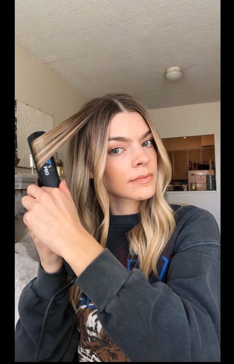 Easy Flat Iron Waves, Best Curling Iron For Waves Long Hair, Using Flat Iron To Curl Hair Beach Waves, Beach Waves Flat Iron Tutorials, Be Achy Waves With Flat Iron, How To Use A Beach Wave Iron, How To Do Beachy Waves With Flat Iron, Beach Waves Tutorial With Flat Iron, How To Wave Long Hair Tutorials