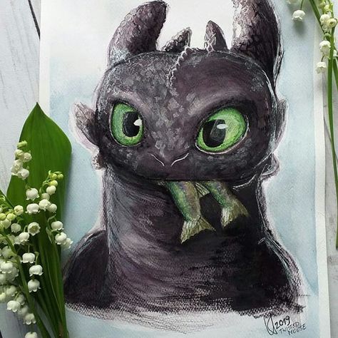 Easy Httyd Drawings, How To Train Your Dragon Watercolor, Toothless Painting, Toothless Fanart, Toothless Sketch, Toothless Httyd, Movie Drawings, Toothless Drawing, Toothless And Stitch