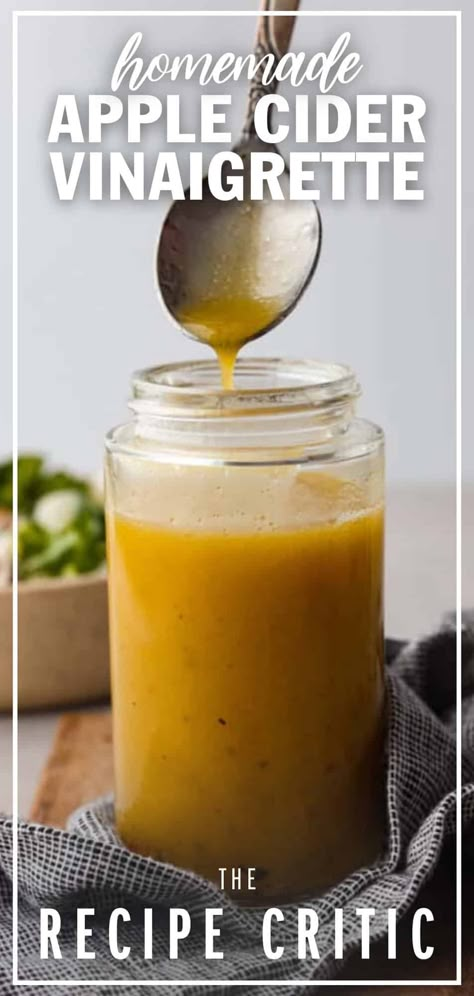 Vinegrette Recipe, Apple Cider Vinaigrette, Vinegar Salad Dressing, Cider Vinaigrette, Dijon Vinaigrette, Homemade Apple Cider, Vinaigrette Salad, Savory Salads, Vinaigrette Recipe