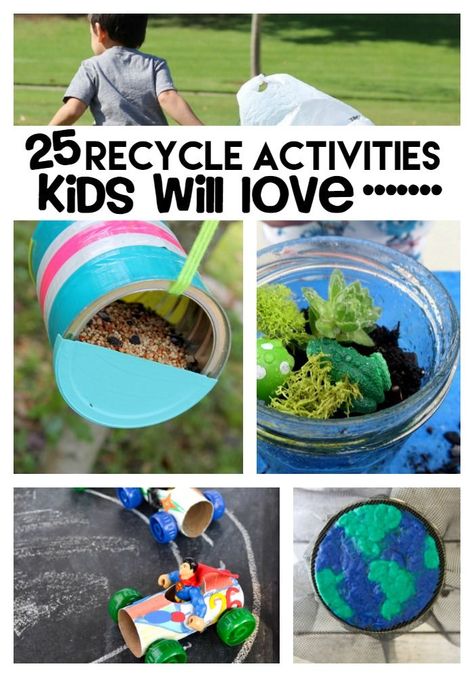 Recycled Crafts Kids Preschool, Recycle Preschool, Recycling Activities For Kids, Environmental Club, Recycling Lessons, Sustainability Activities, Environment Activities, Environmental Activities, Eco Club