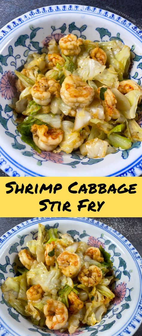 Shrimp Cabbage Stir Fry - Marinated shrimp stir fried with cabbage in a tasty sauce.  This is an easy dish to make and tasty too! Low Carb Shrimp Stir Fry, Cabbage Shrimp Stir Fry, Chinese Fried Cabbage, Cabbage Shrimp Recipes, Chinese Stir Fry Cabbage, Shrimp And Cabbage Stir Fry, Asian Fried Shrimp Recipes, Shrimp Veggie Stir Fry, Shrimp Cabbage Recipes