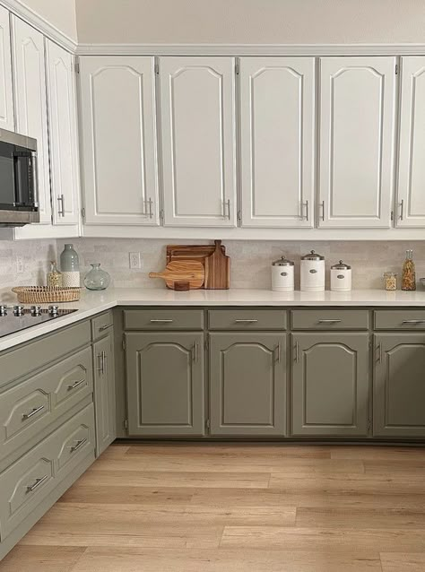 Two Toned Kitchen Cabinets Farmhouse Paint, Cathedral Kitchen Cabinets Makeover, Cathedral Kitchen Cabinet Doors, Cathedral Raised Panel Kitchen Cabinets, Kitchen Cabinets Old Style, Kitchen Cabinets With Arched Doors, Painted Arched Kitchen Cabinets, Old Style Kitchen Cabinets, Arched Cabinet Doors Kitchen