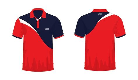 Tshirt polo red and blue template for de... | Premium Vector #Freepik #vector #t-shirt-template #polo-design #uniform-shirt #jersey Red Shirt Design, Company T Shirt Design, Polo Shirt Design Graphics, Polo Shirt Design Uniform, Blue Template, Company Uniform, Tshirt Polo, Plain Polo Shirts, Yellow Polo Shirt