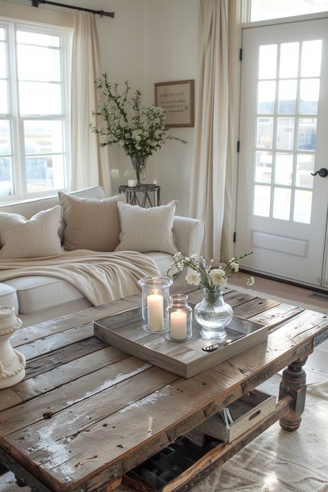 Farmhouse Chic Home Decor, Home Furniture Ideas Living Room, Farmhouse Aesthetic Living Room, Farmhouse Living Rooms Ideas, Elegant Farmhouse Living Room, Neutral Farmhouse Living Room, Grey Farmhouse Living Room, Small Farmhouse Living Room, White Farmhouse Living Room