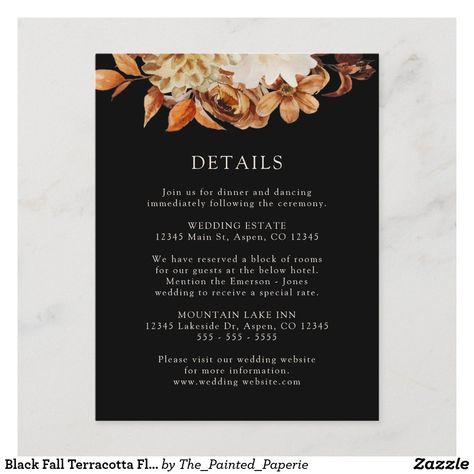 Black And Terracotta Wedding, Rust And Black Wedding, Terracotta Fall Wedding, Terracotta Floral Wedding, Fall Wedding Invitation Suite, Terracotta And Black, Black Wedding Theme, Rustic Wedding Details, Autumn Romance