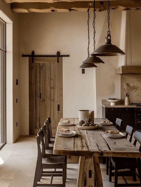 Rustic Dining Rooms: Reclaimed Wood Table Wood Dinner Table Rustic, Vintage Table With Modern Chairs, Mountain Cabin Dining Room, Vintage Farmhouse Dining Room, Grey And Pink Living Room Ideas, Harvest Table Dining Room, Rustic Dinner Table, Rustic Furniture Ideas, Rustic Dining Rooms