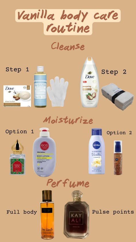 Ultimate vanilla body care routine 🤎 #vanillabodycareroutine #vanillagirlaesthetic #vanillaperfume #vanilladove #vanillacashmere Vanilla Body Care, Fragrance Lab, Body Hygiene, Basic Skin Care Routine, Shower Skin Care, Body Smells, Smelling Good, Pretty Skin Care, Bath And Body Care