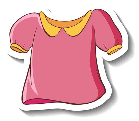 A sticker template with a pink shirt for... | Free Vector #Freepik #freevector #people #woman #cartoon #sticker Clothes Flashcards, Arts And Crafts For Kids Toddlers, T Shirt Clipart, T Shirt Drawing, T Shirt Cartoon, T Shirt Sticker, Blouse Cartoon, Shirt Clipart, Cartoon Clothes