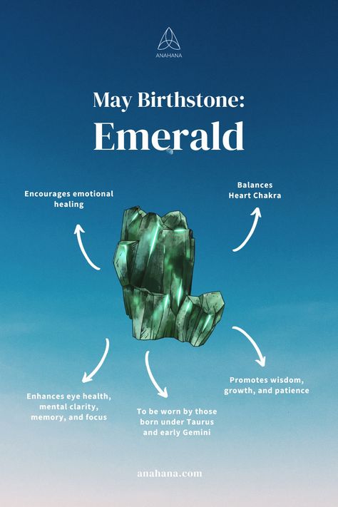 Known for its physical benefits and metaphysical healing properties, it is cherished as a beautiful gem and a symbol of love and rebirth, enhancing our connection with the heart chakra. Visit our blog to learn more about the emerald birthstone and what it means for you if you were born in May! Birthstone Meanings, Emerald Meaning, Crystal Grimoire, Amazonite Meaning, Birthstones Meanings, Emerald Benefits, Birth Stones, Gemstones Chart, Agate Meaning