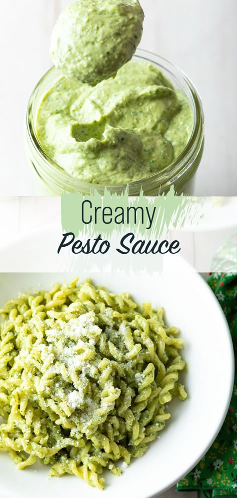 Cream Cheese Pesto Sauce, Creamy Parmesan Pesto Sauce, Pesto Sauce Recipe Easy, Quick Pesto Sauce, Pesto Spaghetti Sauce, Yogurt Pesto Sauce, Pesto Recipe Creamy, Pesto Cream Sauce Recipe, How To Make Creamy Pesto Sauce