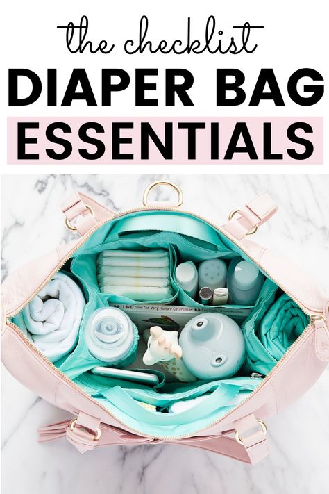 diaper bag checklist, diaper bag essentials Diaper Storage Ideas, Space Saving Storage Ideas, Breastfeeding Station, Nappy Bag Essentials, Nursery Organization Ideas, Nursery Dresser Organization, Bag Must Haves, Diaper Bag Checklist, Changing Table Organization