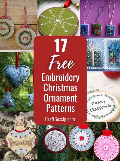 Beaded Embroidery Ornaments, Christmas Embroidery Ideas, Embroidery Christmas Ornaments, Christmas Hand Embroidery, Embroidered Christmas Ornaments, Creative Christmas Crafts, Embroidery Mini, Free Embroidery Patterns, Felt Ornaments Patterns