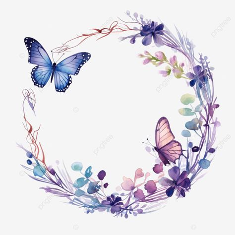 Flower Circle Border, Circle Flower Frame, Circle Floral Frame, Flower Circle Frame, Butterflies Frame, Butterfly Circle, Flower Frame Png, Circle Borders, Butterfly Clipart