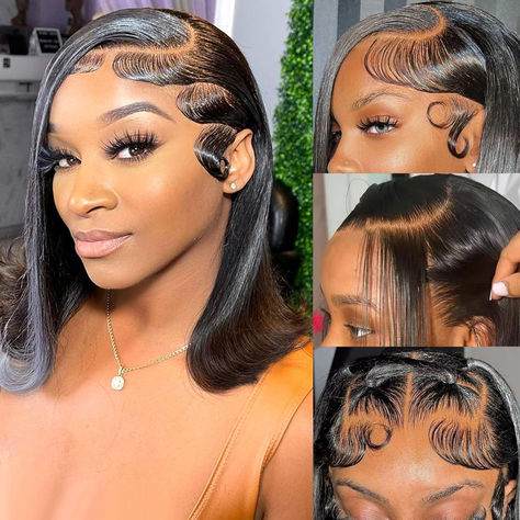 Lace Front Bob Wigs Human Hair 13x4 HD Lace Glueless Bob Wig Human Hair Short Straight Frontal Bob Wigs for Black Women Human Hair Pre Plucked with Baby Hair Side Part 180% Density 14 Inch 12 Inch Wig Styles, Ways To Style Bob Wig, 13 X 4 Lace Frontal Hairstyles, 13×4 Lace Frontal Wig Styles, Straight Lace Wig Styles, Ways To Style Straight Wig, 12 Inch Bob Wig Styles, Short Frontal Wig Hairstyles, Frontal Bob Wig Hairstyles