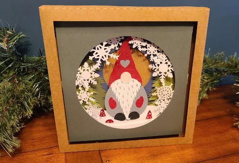 Gnome Shadow Box Ideas, Making A Gnome, Cricut Cheat Sheets, Svgs Free, Free Svgs, Cricut Christmas, 3d Shadow Box, Cricut Tutorials, Painters Tape