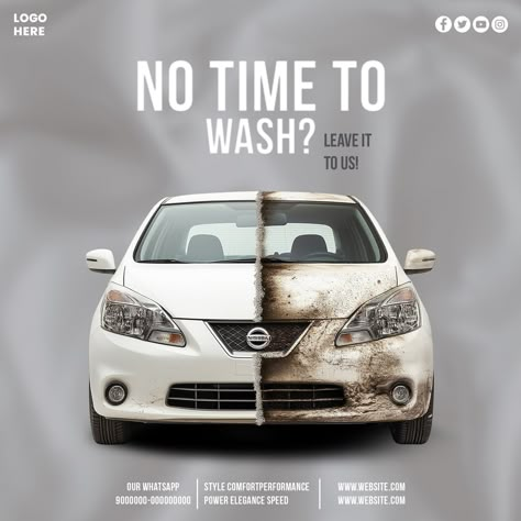 Car Wash Social Media Post, Car Wash Creative Ads, Car Detailing Poster, Carwash Posters Ideas, Car Creative Poster, Car Wash Posters Ideas, Car Service Ads Creative, Car Wash Design Ideas, Carwash Ideas