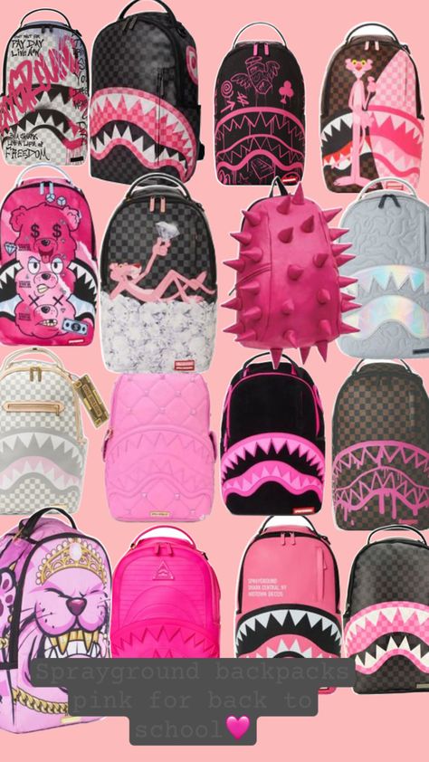 Hello Kitty Sprayground Backpack, Sprayground Backpack Outfit, Sprayground Backpack Pink, Bape Backpack, Sprayground Backpack, Pretty Backpacks, Cute Backpacks For School, Spray Ground, Cute Highschool Outfits