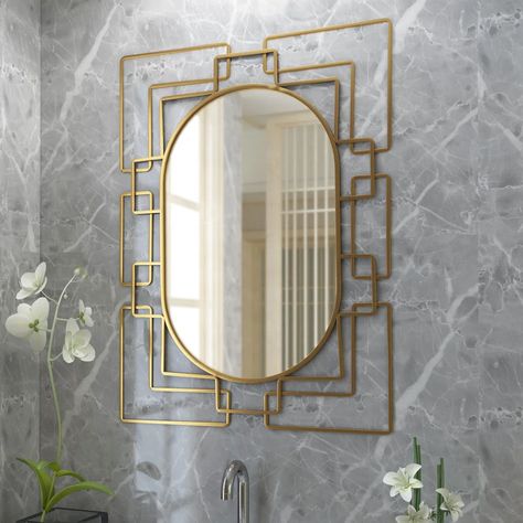 Mercer41 Mikula Accent Mirror | Wayfair Art Deco Room, Art Deco Glamour, Art Deco Living, Art Deco Apartment, Art Deco Wall Art, Art Deco Living Room, Art Deco Bedroom, Art Deco Bathroom, Traditional Wall Art