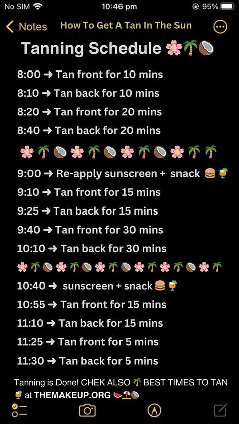 Tanning Schedule & Best Times to Tan To Optimize Your Glow How To Tan Better In The Sun, Tan Schedule At Home, Tanning Time Schedule, Tanning Bed Schedule For Beginners, Perfect Tanning Schedule, Tanning Tips In The Sun Schedule, How To Tan Faster In The Sun, Uv Index Chart Tanning Time, Tanning Routine Uv 7