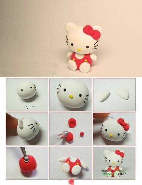 Hello Kitty Fondant, Kue Fondant, Hello Kitty Birthday Cake, Crea Fimo, Fondant Animals, Hello Kitty Crafts, Clay Diy Projects, Tanah Liat, Hello Kit