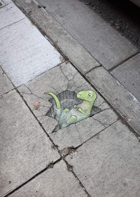 Chalk Inspiration, Chalk Pictures, Street Chalk Art, Chalk Artist, David Zinn, Pavement Art, 3d Chalk Art, Draw Color, New York Graffiti