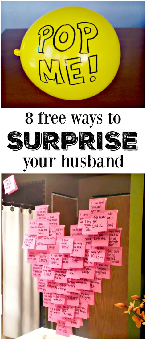 8 free ways to surprise your husband and totally make his day! 5 Senses Gift For Boyfriend, Diy Gifts For Christmas, Joululahjat Diy, Selamat Hari Valentine, Love Surprise, Anniversaire Diy, God Things, Fresh Meals, Diy Hanging Shelves