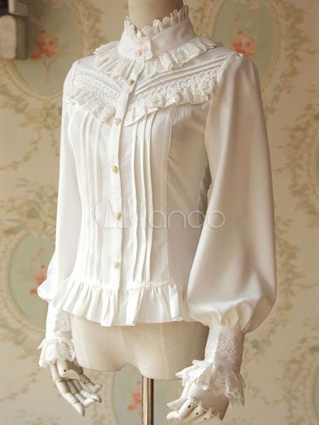 Chiffon Blouses, Dita Von Teese, Chiffon Long Sleeve, Chiffon Shirt, Long Puff Sleeves, Chiffon Blouse, Lolita Dress, Mode Vintage, Gothic Lolita