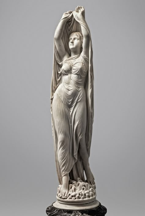 Undine Rising from the Water | 19th Century European Paintings & Sculpture | 2024 | Sotheby's Undine Rising From The Waters, Undine Rising, Coal Drawing, Angel Mask, Greek Goddess Statue, Neoclassical Art, Greek Beauty, Classic Sculpture, Greek Statues