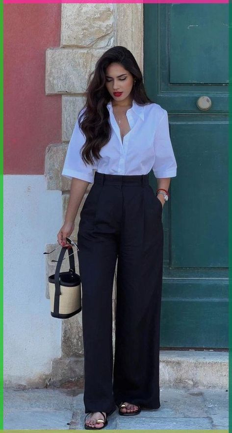 Black Shirt Formal Outfit Woman, Black Formal Pants Outfit Women, Black Formal Pants Outfit, Formal Elegant Outfit Classy, Corporate Outfits For Women Classy, Corporate Girl, Stylish Tops For Women, Professional Outfits Women, Corporate Outfits