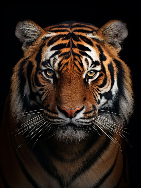 Tiger Detailed Close Up Portrait On Black Background AI Generated#pikbest##Photo Animal Portraits Photography, Art Black Paper, Tiger Reference, Tiger Background, Animals Reference, Pet Portraits Photography, Tiger Photography, Tiger Portrait, Tiger Images