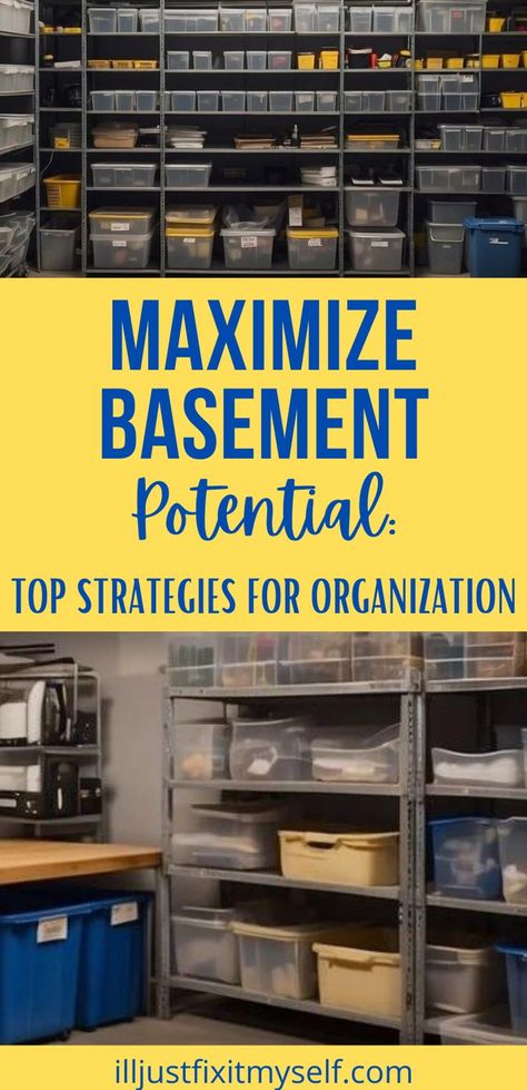 Maximize basement efficiency with our clutter-busting guide. Small Basement Storage Room, Diy Basement Storage Ideas, Organizing Storage Room Basement, Basement Organizing Ideas, Small Basement Storage Ideas, How To Organize Basement, Organize Basement, Storage Room Layout, Organizing A Basement