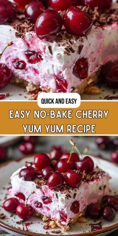 Easy No-Bake Cherry Yum Yum Recipe Idea Cherry Yum Yum Recipe, Cherry Yum Yum, Yum Yum Recipe, Cherry Bars, Cherry Delight, Canning Cherry Pie Filling, Quick Dessert Recipes, Canned Cherries, Easy Dessert Recipe