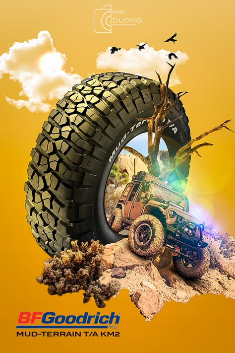 BF Goodrich tire - Advertising Poster on Behance Car Advertisement Poster, Tire Advertising, Car Advertising Design, Afrique Art, Photoshop Design Ideas, Creative Flyer Design, 광고 디자인, Creative Advertising Design, Social Media Advertising Design