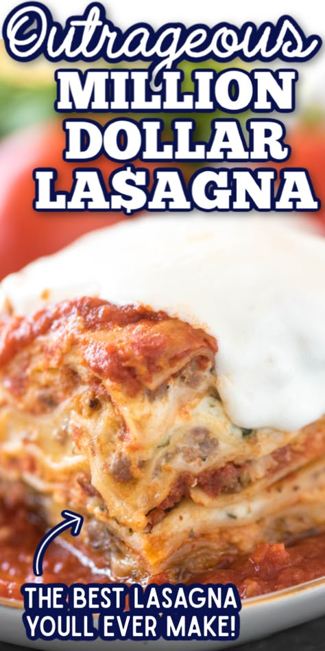 Million Dollar Lasagna, Best Easy Lasagna Recipe, Italian Sausage Marinara, Easy Lasagna Recipe With Ricotta, Homemade Lasagna Recipes, The Best Lasagna, Lasagna Recipe With Ricotta, Classic Lasagna Recipe, Sausage Marinara