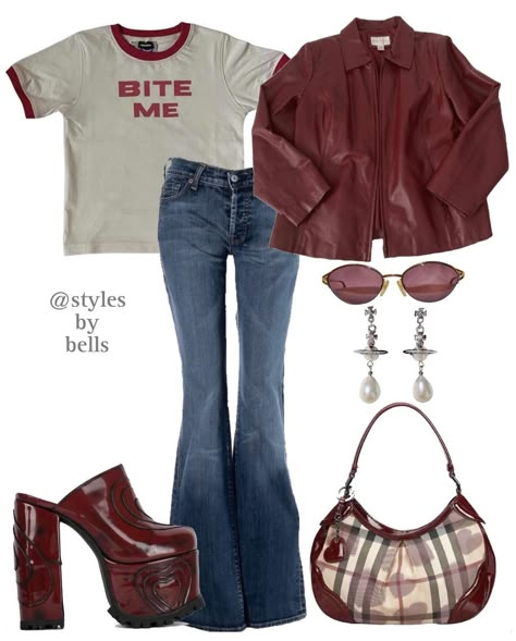 ＢＥＬＬＡ | red, everyone’s fav color for fall 🥀 choose your favorite <3 . . Brands tagged in post. Follow me @stylesbybells for more outfit inspo… | Instagram Rockstar Girlfriend, Fav Color, Downtown Outfits, 70s Outfits, Streetwear Aesthetic, I'm With The Band, 2000s Fashion Outfits, Red Outfit, Really Cute Outfits