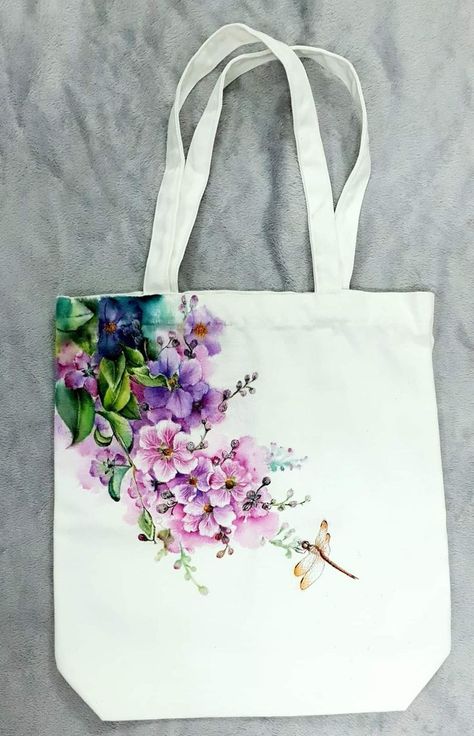 Tote Bag Art Painting, Painted Canvas Bags, Fabric Paint Shirt, Hand Painted Purses, Tot Bag, Painted Purse, Canvas Bag Design, Painting On Clothes, Hand Painted Dress