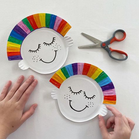 Paper Plate Craft For Preschoolers, Ferris Wheel Craft Preschool, Paper Plate Faces Preschool, Paper Plate Crafts For Kids Easy, Drawing Crafts For Kids, Rainbow Plate Craft, Sunshine Paper Plate Craft, Paper Plate Sun Craft, Paper Plate Rainbow Craft