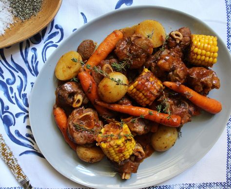 Lamb Stock, How To Cook Lamb, Canned Tomatoes, Comfort Food Recipes Dinners, Rosemary Sprigs, Baby Potatoes, Eat To Live, Lamb Recipes, Baby Carrots