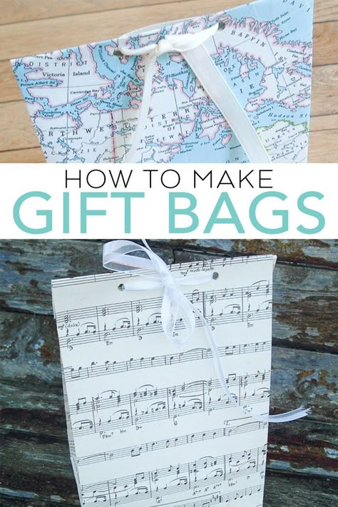 Make Gift Bags, How To Make A Gift Bag, Diy Paper Bag, Handmade Gifts Ideas, Diy Tumblr, Gifts Paper, Gift Bags Diy, Music Paper, Diy Gifts For Him