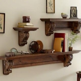 Pottery Barn Shelves, Woodworking Plans Shelves, Corbel Shelf, Wood Furniture Design, Shelf Furniture, Casa Country, Casa Vintage, Indian Home Decor, Barnwood