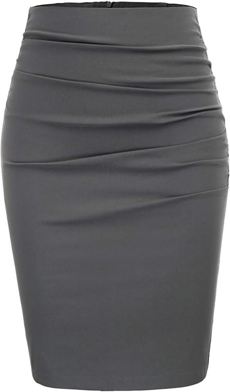 GRACE KARIN Office Skirt Women's Retro Skirt Knee-Length Pencil Skirt Pencil Skirt M Dark Gray : Amazon.co.uk: Fashion Business Woman Clothes, Summer Prom Dress, Office Wears, Bodycon Pencil Skirt, Business Skirt, Deep V Neck Dress, Grey Pencil Skirt, Professional Wear, Work Skirts