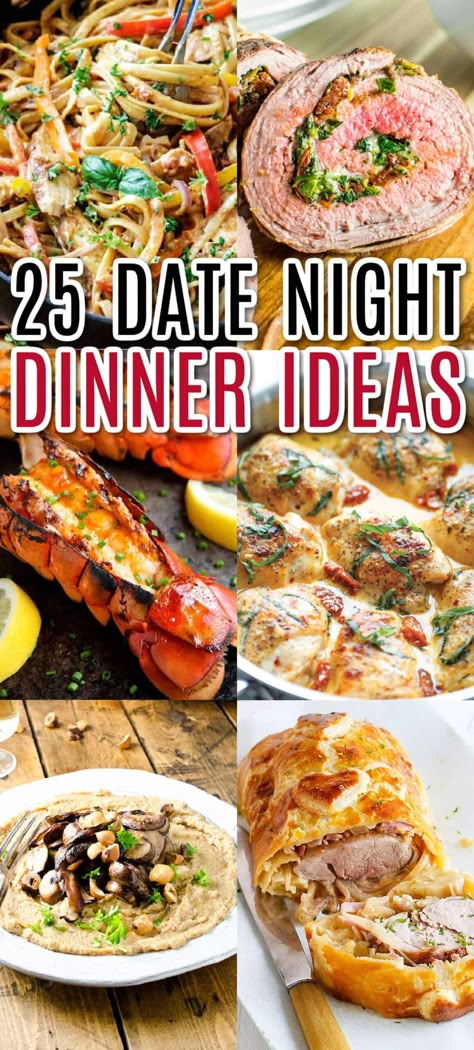 Saturday Night Dinner Recipes, Fancy Family Dinner Ideas, Dinner To Make Together, Nice Dinners To Make At Home, Dinner Saturday Night, Unique Dinners For Two, Birthday Dinner Recipes For Him, Unique Meals Dinners, Fun Dinner For Two